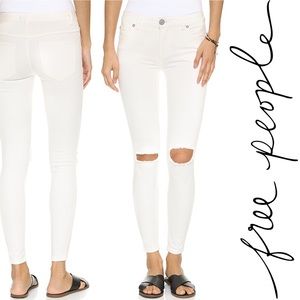 Free People Skinny Distressed White Jeans